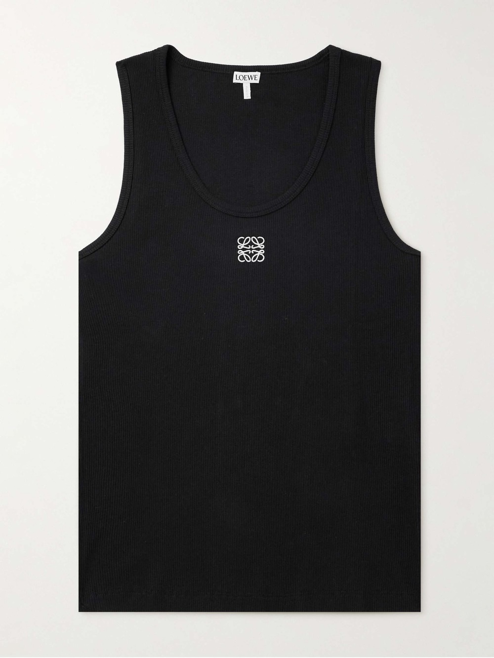 Loewe Black Ribbed Anagram Logo Cotton Tank Top in Small
